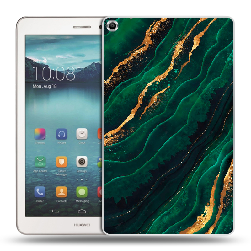Силиконовый чехол на Huawei MediaPad T1 8.0 с принтом Мрамор зеленое золото Силиконовый чехол на Huawei MediaPad T1 8.0 с принтом Мрамор зеленое золото
