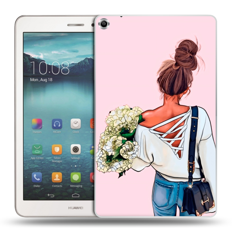 Силиконовый чехол на Huawei MediaPad T1 8.0 с принтом Девушка и букет Силиконовый чехол на Huawei MediaPad T1 8.0 с принтом Девушка и букет