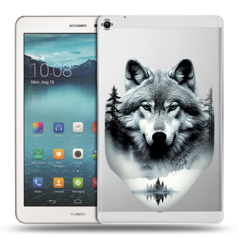 Силиконовый чехол на Huawei MediaPad T1 8.0 с принтом Волк в лесу Силиконовый чехол на Huawei MediaPad T1 8.0 с принтом Волк в лесу