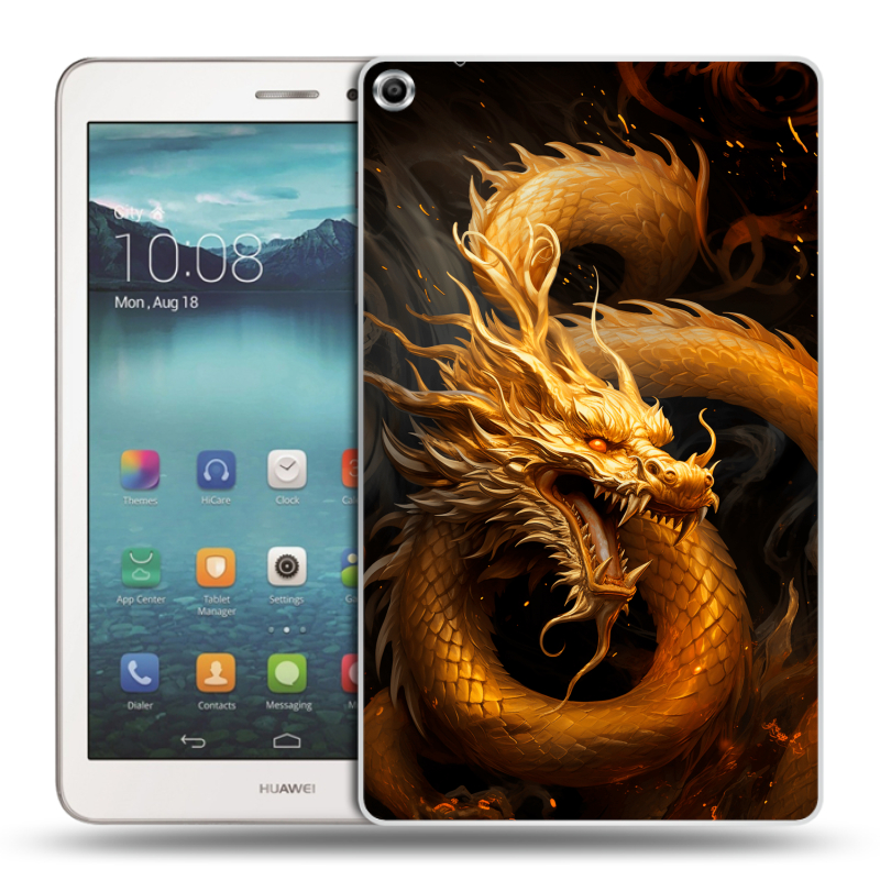 Силиконовый чехол на Huawei MediaPad T1 8.0 с принтом Золотой дракон Силиконовый чехол на Huawei MediaPad T1 8.0 с принтом Золотой дракон