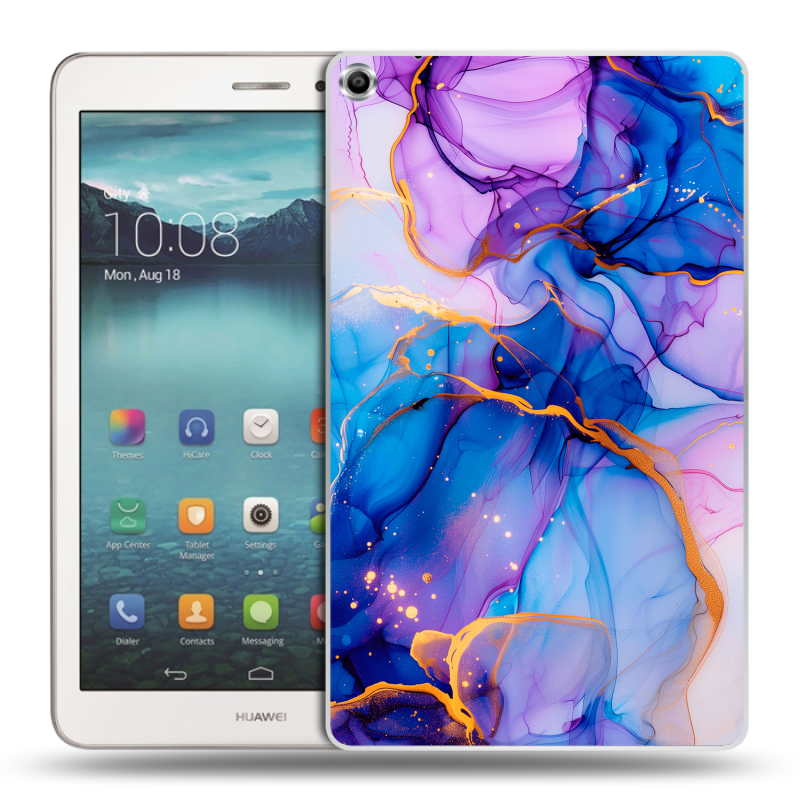 Силиконовый чехол на планшета Huawei MediaPad T1 8.0 с принтом синий мрамор Силиконовый чехол на планшета Huawei MediaPad T1 8.0 с принтом синий мрамор