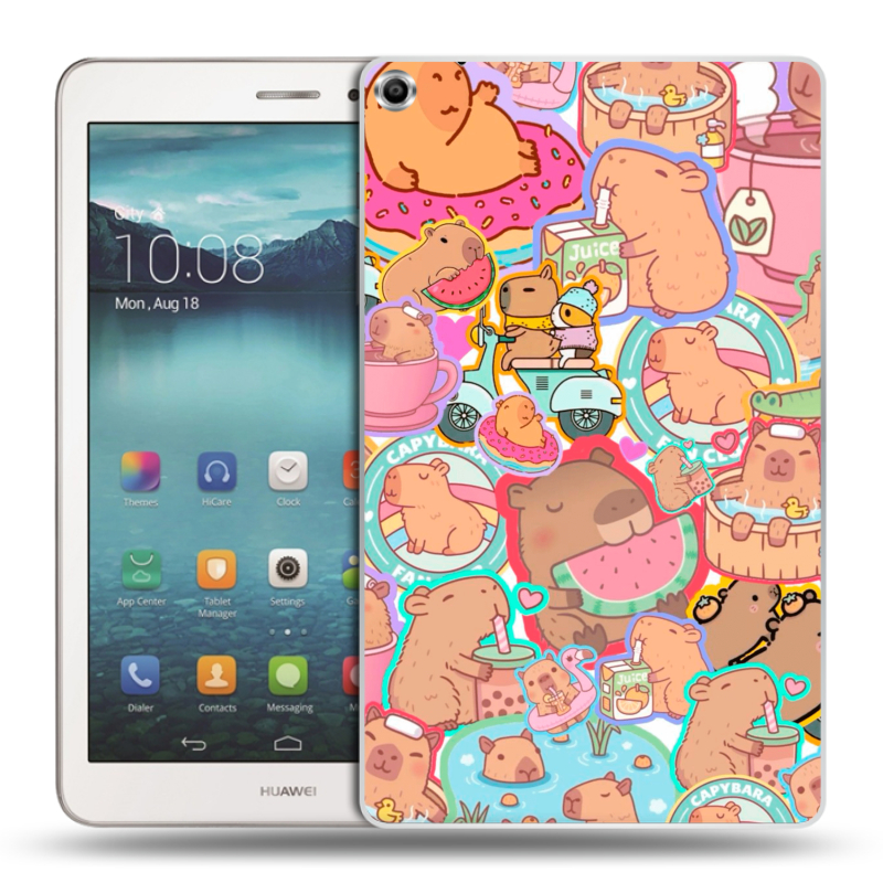 Силиконовый чехол на Huawei MediaPad T1 8.0 с принтом капибары Силиконовый чехол на Huawei MediaPad T1 8.0 с принтом капибары