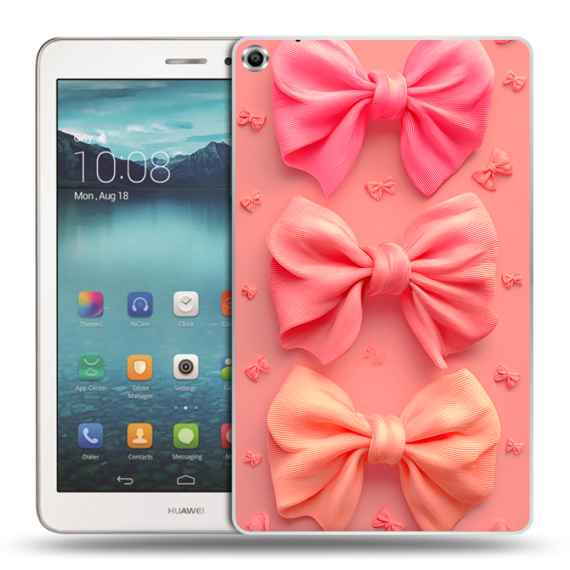 Силиконовый чехол на Huawei MediaPad T1 8.0 с принтом Розовые бантики Силиконовый чехол на Huawei MediaPad T1 8.0 с принтом Розовые бантики