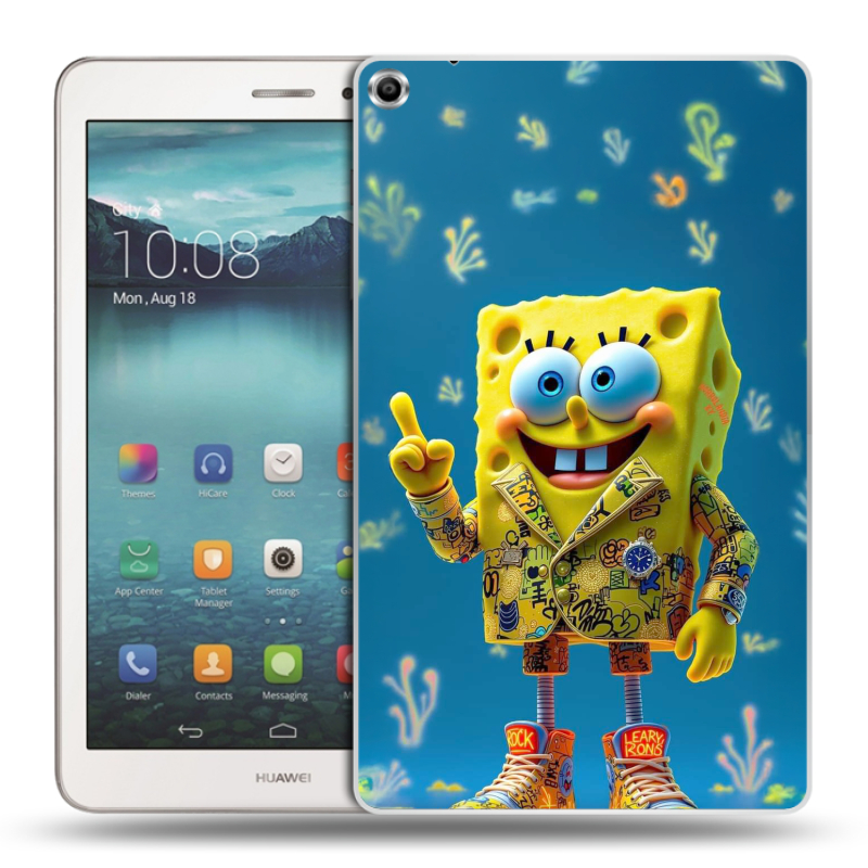 Силиконовый чехол на Huawei MediaPad T1 8.0 с принтом Спанч боб Спанчбоб Силиконовый чехол на Huawei MediaPad T1 8.0 с принтом Спанч боб Спанчбоб