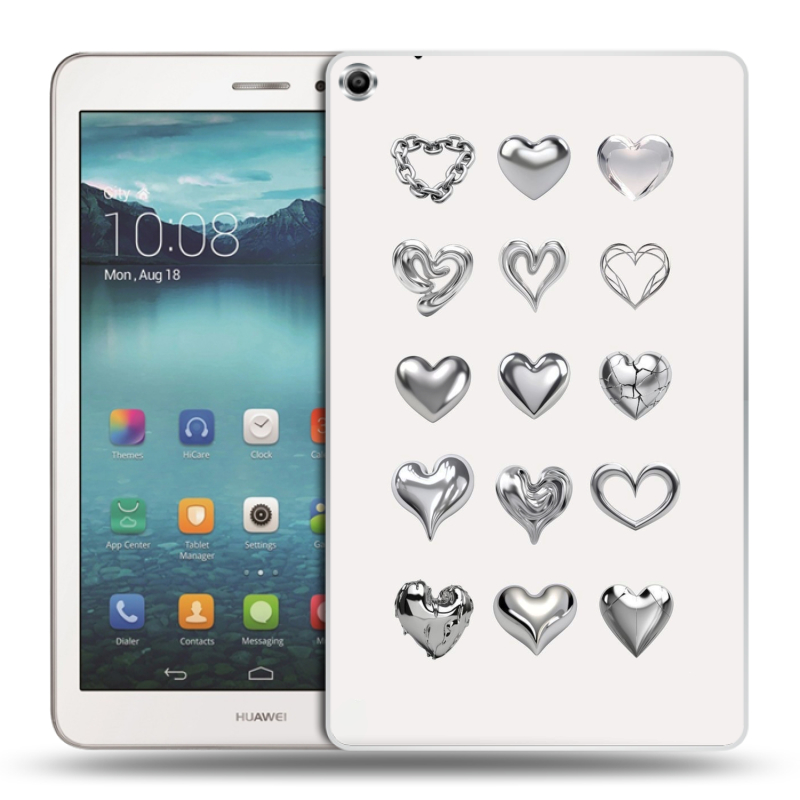 Силиконовый чехол на Huawei MediaPad T1 8.0 с принтом Y2K сердечки Силиконовый чехол на Huawei MediaPad T1 8.0 с принтом Y2K сердечки