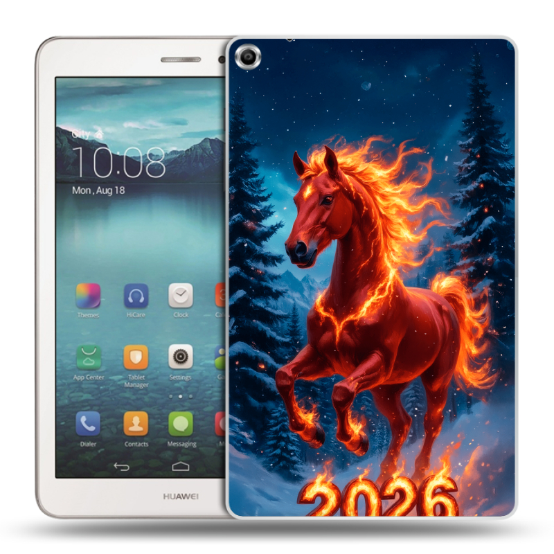 Силиконовый чехол на Huawei MediaPad T1 8.0 с принтом Новый год коня Силиконовый чехол на Huawei MediaPad T1 8.0 с принтом Новый год коня