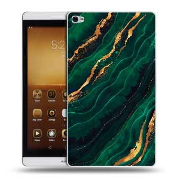 Силиконовый чехол на Huawei MediaPad M2 с принтом Мрамор зеленое золото