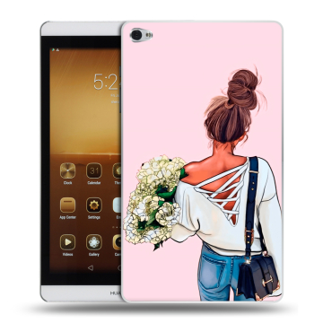Силиконовый чехол на Huawei MediaPad M2 с принтом Девушка и букет