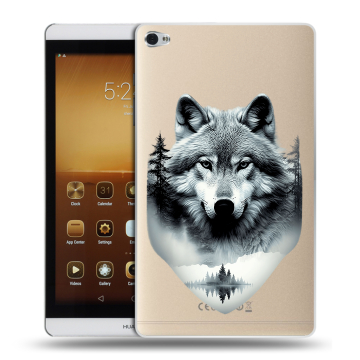 Силиконовый чехол на Huawei MediaPad M2 с принтом Волк в лесу Силиконовый чехол на Huawei MediaPad M2 с принтом Волк в лесу