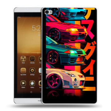 Силиконовый чехол на Huawei MediaPad M2 с принтом Гоночные машины