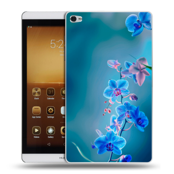 Силиконовый чехол на Huawei MediaPad M2 с принтом Голубые цветы
