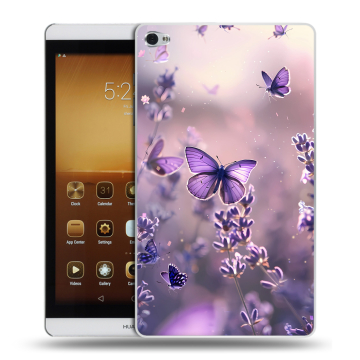 Силиконовый чехол на Huawei MediaPad M2 с принтом бабочки и лаванда