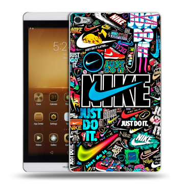 Силиконовый чехол на Huawei MediaPad M2 с принтом найк nike черный