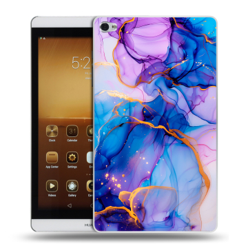 Силиконовый чехол на Huawei MediaPad M2 с принтом синий мрамор