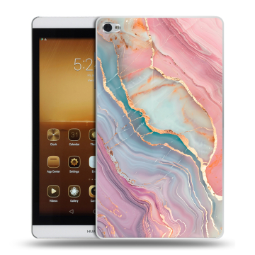 Силиконовый чехол на Huawei MediaPad M2 с принтом розовый мрамор