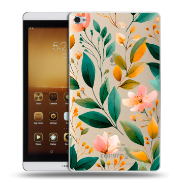 Силиконовый чехол на Huawei MediaPad M2 с принтом Цветы паттерн