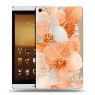 Силиконовый чехол на Huawei MediaPad M2 с принтом Бежевые цветы
