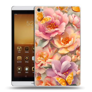 Силиконовый чехол на Huawei MediaPad M2 с принтом Цветы и бабочки