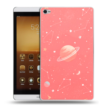 Силиконовый чехол на Huawei MediaPad M2 с принтом Розовый космос