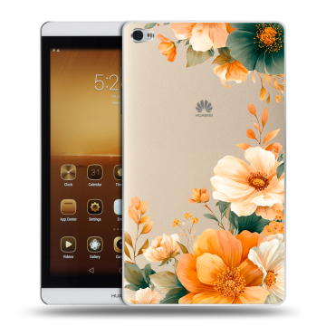 Силиконовый чехол на Huawei MediaPad M2 с принтом Цветы принт