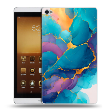 Силиконовый чехол на Huawei MediaPad M2 с принтом Мрамор блестки
