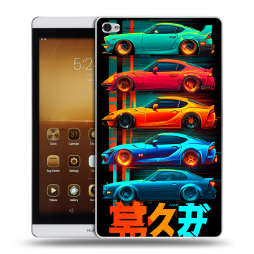 Силиконовый чехол на Huawei MediaPad M2 с принтом машины тачки