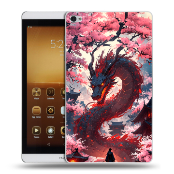 Силиконовый чехол на Huawei MediaPad M2 с принтом Дракон Японский