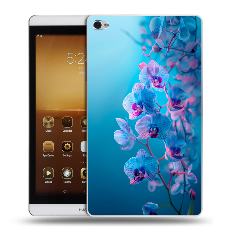 Силиконовый чехол на Huawei MediaPad M2 с принтом голубые орхидеи Силиконовый чехол на Huawei MediaPad M2 с принтом голубые орхидеи