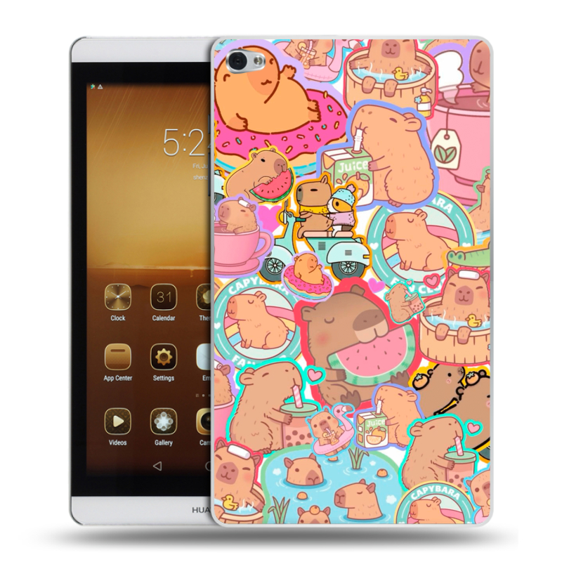 Силиконовый чехол на Huawei MediaPad M2 с принтом капибары Силиконовый чехол на Huawei MediaPad M2 с принтом капибары
