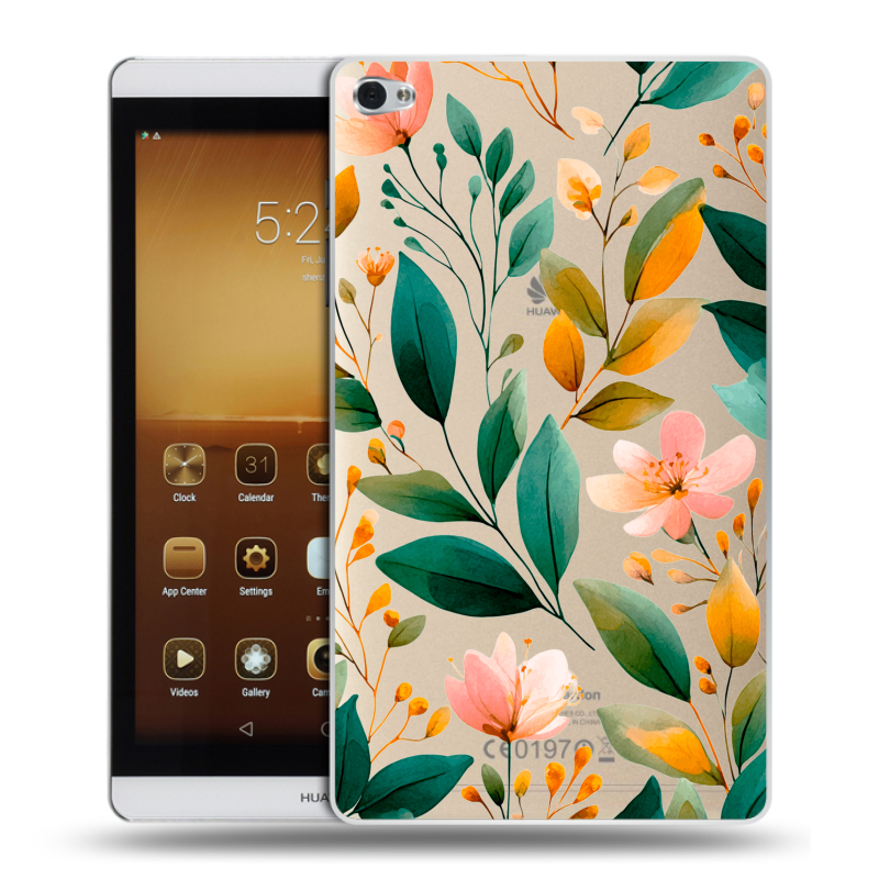 Силиконовый чехол на Huawei MediaPad M2 с принтом Цветы паттерн Силиконовый чехол на Huawei MediaPad M2 с принтом Цветы паттерн