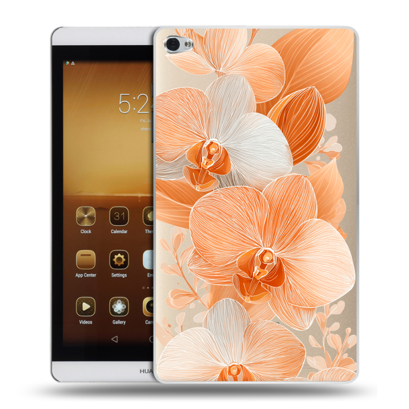 Силиконовый чехол на Huawei MediaPad M2 с принтом Бежевые цветы Силиконовый чехол на Huawei MediaPad M2 с принтом Бежевые цветы