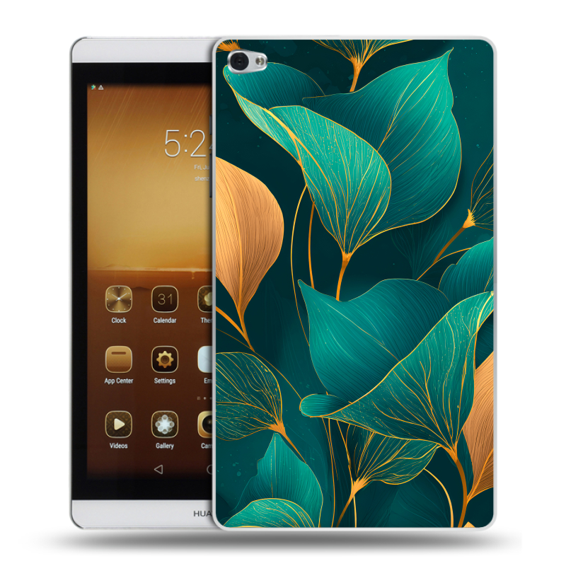 Силиконовый чехол на Huawei MediaPad M2 с принтом Листья и золото Силиконовый чехол на Huawei MediaPad M2 с принтом Листья и золото