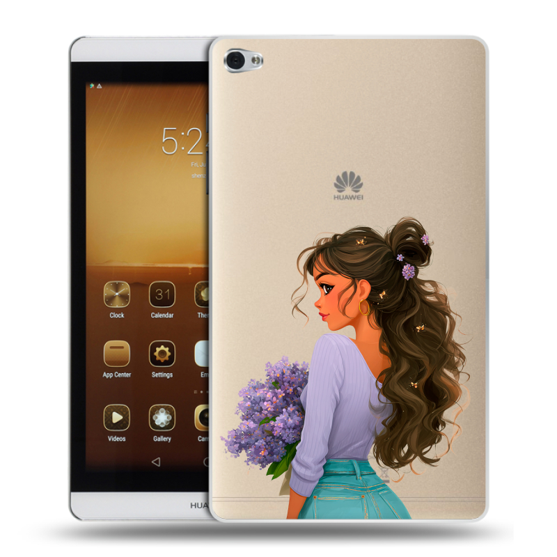 Силиконовый чехол на Huawei MediaPad M2 с принтом девушка цветы Силиконовый чехол на Huawei MediaPad M2 с принтом девушка цветы