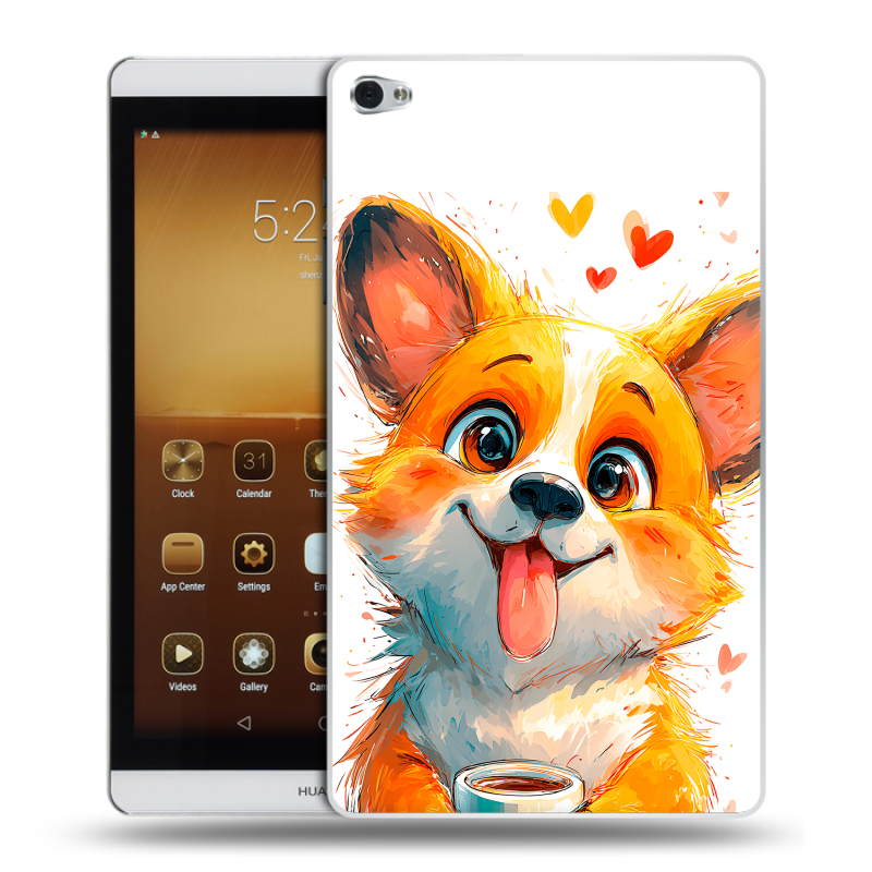Силиконовый чехол на Huawei MediaPad M2 с принтом корги Силиконовый чехол на Huawei MediaPad M2 с принтом корги
