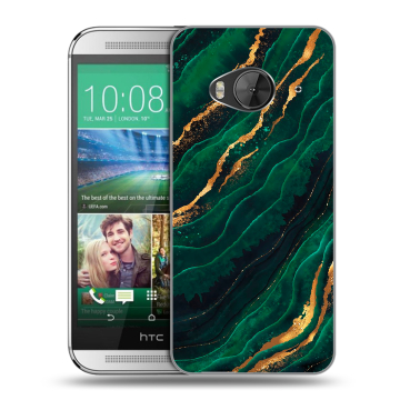 Силиконовый чехол на HTC One ME с принтом Мрамор зеленое золото