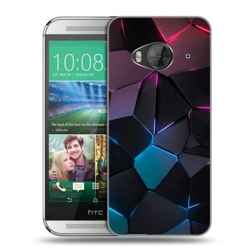 Силиконовый чехол на HTC One ME с принтом Геометрия неона