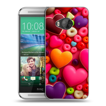 Силиконовый чехол на HTC One ME с принтом Сердечки