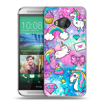 Силиконовый чехол на HTC One ME с принтом Единороги Силиконовый чехол на HTC One ME с принтом Единороги
