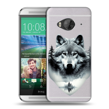 Силиконовый чехол на HTC One ME с принтом Волк в лесу