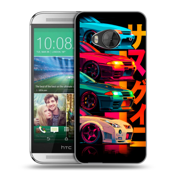 Силиконовый чехол на HTC One ME с принтом Гоночные машины