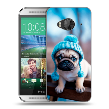 Силиконовый чехол на HTC One ME с принтом Мопс в шапке