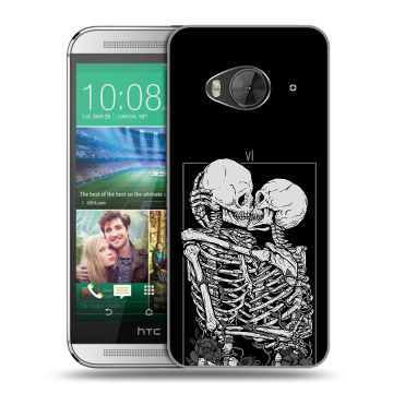 Силиконовый чехол на HTC One ME с принтом Поцелуй скелетов