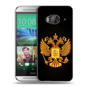 Силиконовый чехол на HTC One ME с принтом Герб России желтый