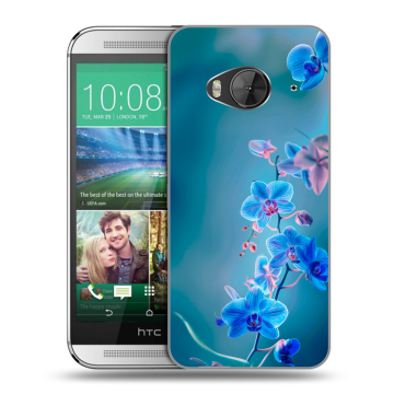 Силиконовый чехол на HTC One ME с принтом Голубые цветы