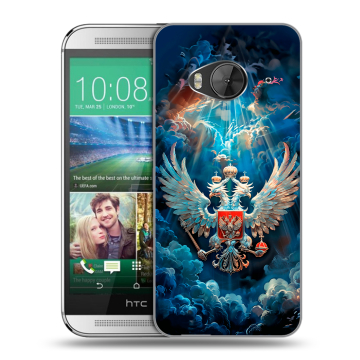 Силиконовый чехол на HTC One ME с принтом Герб флаг России