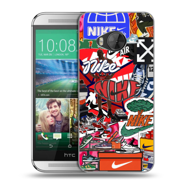 Силиконовый чехол на HTC One ME с принтом Найк Nike яркий