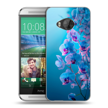 Силиконовый чехол на HTC One ME с принтом голубые орхидеи