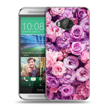 Силиконовый чехол на HTC One ME с принтом лавандовые розы Силиконовый чехол на HTC One ME с принтом лавандовые розы