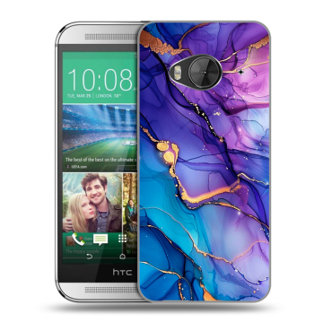 Силиконовый чехол на HTC One ME с принтом синий мрамор