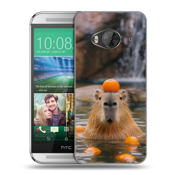 Силиконовый чехол на HTC One ME с принтом Капибара с апельсином Силиконовый чехол на HTC One ME с принтом Капибара с апельсином